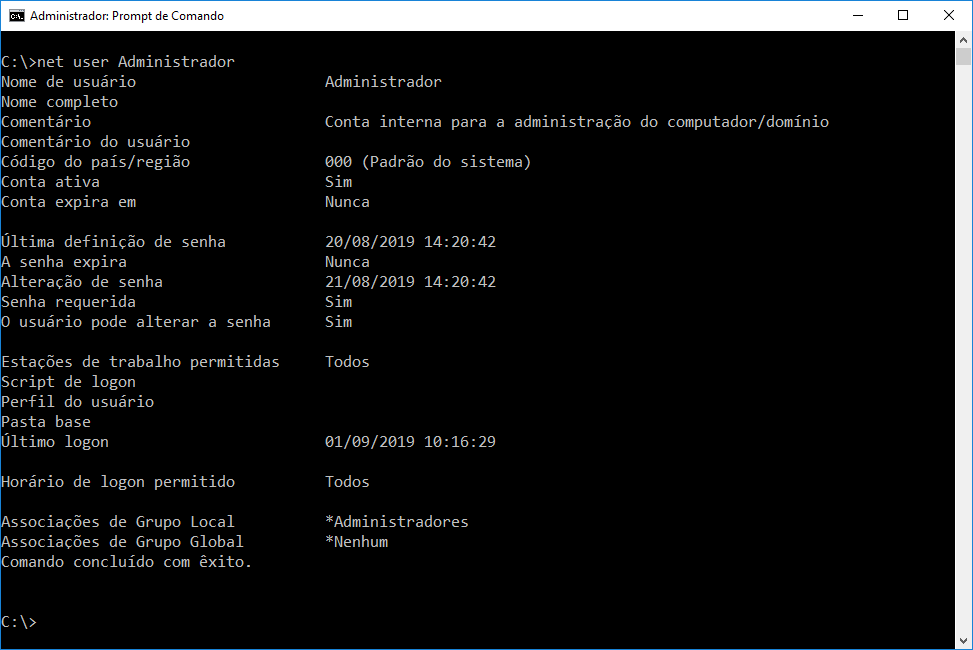 Contas Usuários Locais - Modo CMD